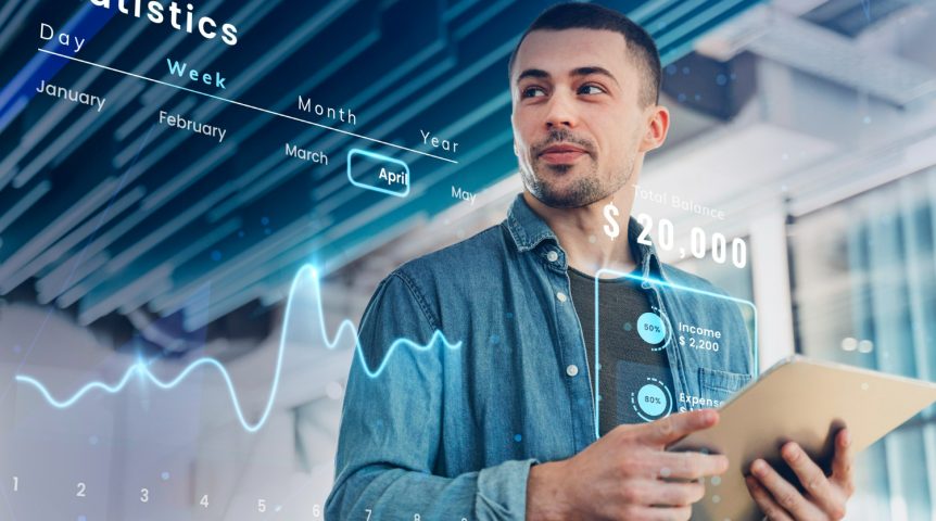 campanhas-de-marketing Imagem ilustrando o conteúdo sobre campanhas de marketing e IA mostrando um profissional de marketing analisando métricas da sua campanha.