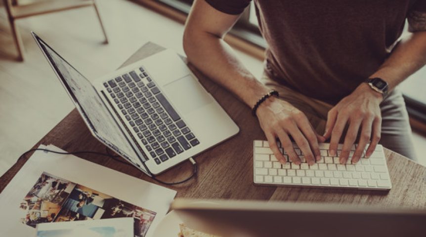 Caucasian man working shoot