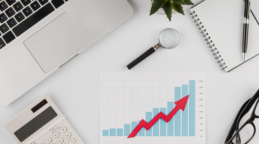 growth-marketing Imagem ilustrando o conceito de growth marketing mostrando um gráfico referente ao crescimento da empresa em que a estratégia foi aplicada.