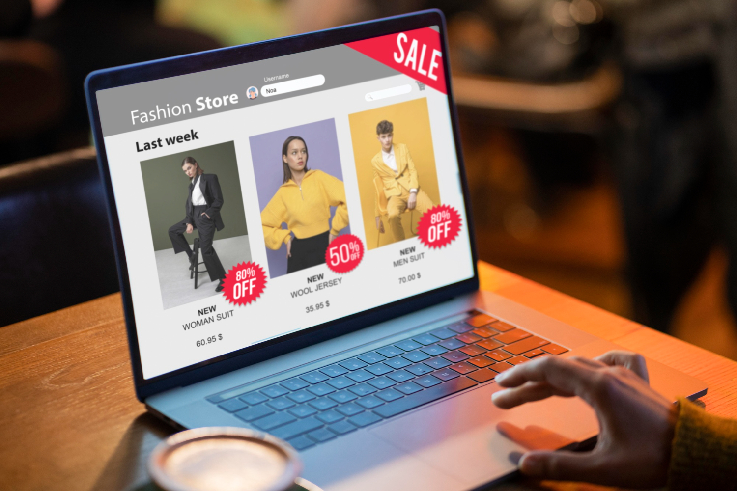 Imagem mostrando um e-commerce com promoção em seus produtos, ilustrando como vender online.