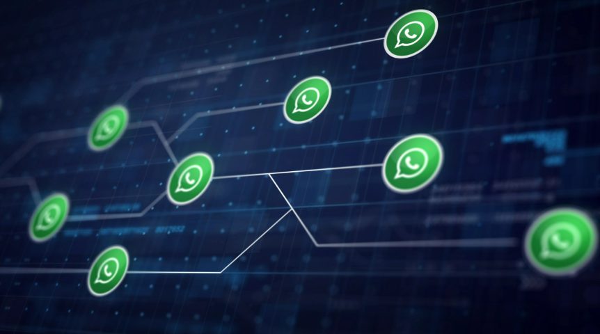 Imagem ilustrando o conteúdo sobre automação de WhatsApp mostrando vários ícones do app sobre um layout de CRM.