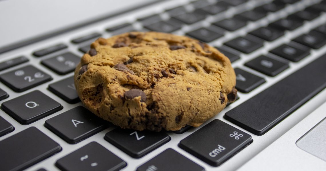 Cookie on the keyboard This photo is a symbol for the internet cookies in the internet browser.